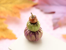 Load image into Gallery viewer, Pumpkin Display in Orange, Green, Purple - Handmade miniature decoration