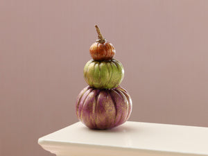 Pumpkin Display in Orange, Green, Purple - Handmade miniature decoration