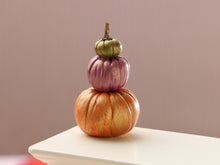 Load image into Gallery viewer, Pumpkin Display in Green, Purple, Orange - Handmade miniature decoration