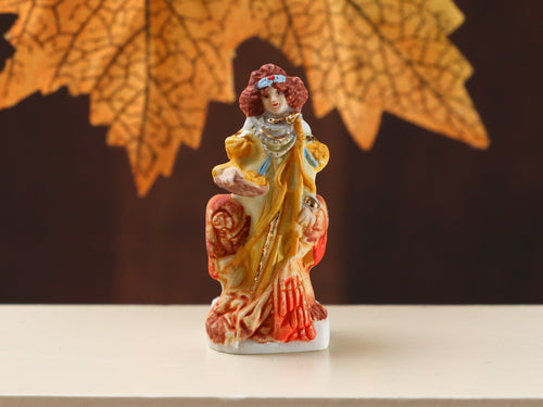 Exquisite Hand-Painted Art Nouveau Autumn Lady Ornament - Mucha - Miniature Decoration
