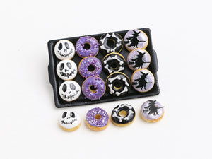 Four Loose Halloween Donuts (Jack Skellington, Witches) - Handmade Miniature Food