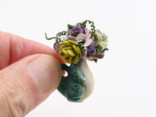 Load image into Gallery viewer, Display of Autumn Flowers in Porcelain Beastie Vase - Handmade Miniature Decoration
