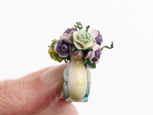 Display of Autumn Flowers in Porcelain Beastie Vase - Handmade Miniature Decoration