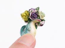Load image into Gallery viewer, Display of Autumn Flowers in Porcelain Beastie Vase - Handmade Miniature Decoration