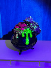 Load image into Gallery viewer, Witches Cauldron, Roses, Pumpkins, Bubbles (Glows!) - Handmade Miniature Decoration