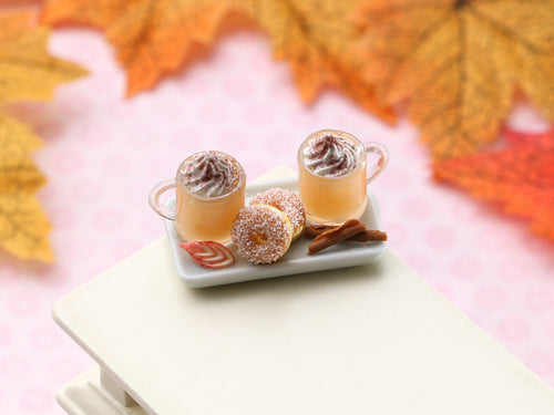 Autumn Apple Cider and Donuts - Handmade Miniature Dollhouse Food