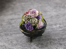 Load image into Gallery viewer, Witches Cauldron, Roses, Pumpkins, Bubbles (Glows!) - Handmade Miniature Decoration