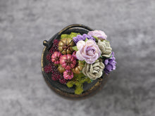 Load image into Gallery viewer, Witches Cauldron, Roses, Pumpkins, Bubbles (Glows!) - Handmade Miniature Decoration