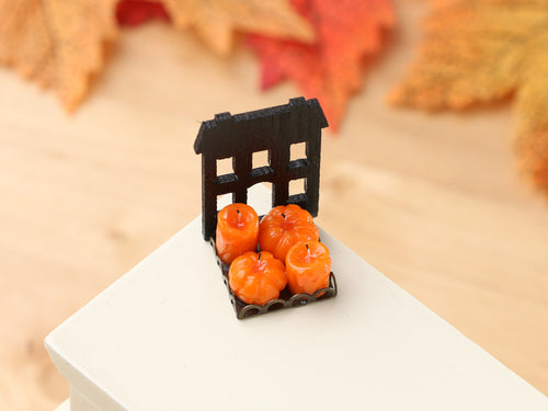 Four Orange Candles for Halloween - Handmade Miniature Dollhouse Decoration