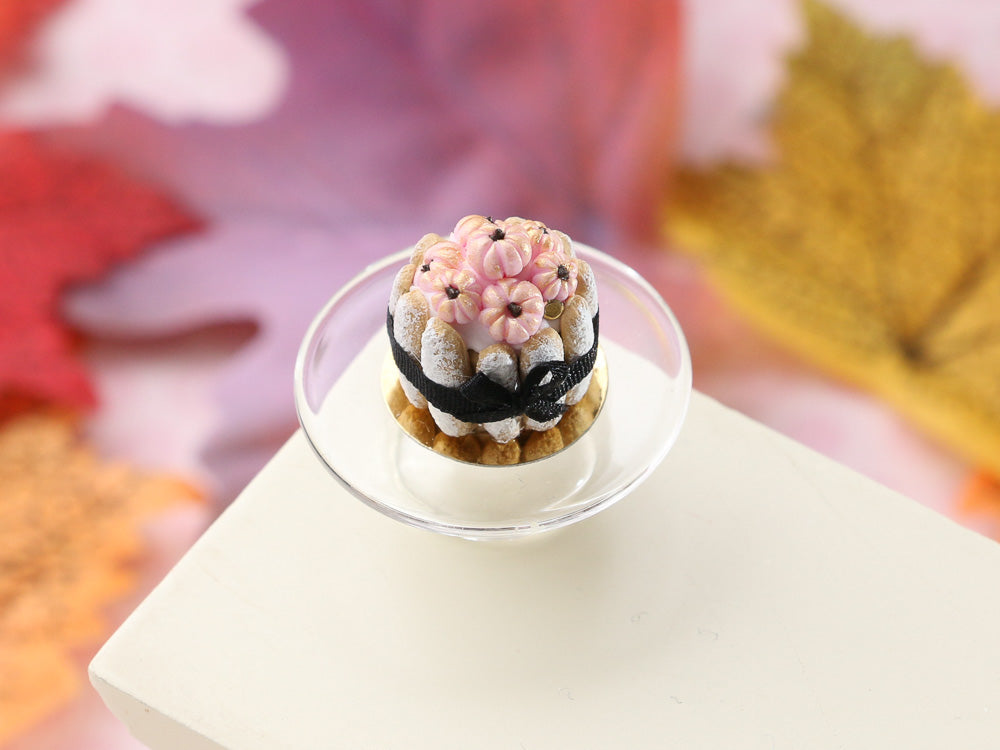 Pink Pumpkin Charlotte Dessert - Handmade Miniature Food