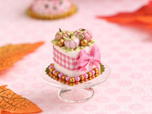 Load image into Gallery viewer, Pretty Pumpkin Cake - Heart-shaped with Pink and Gold Pumpkins - Handmade Autumn Miniature Food