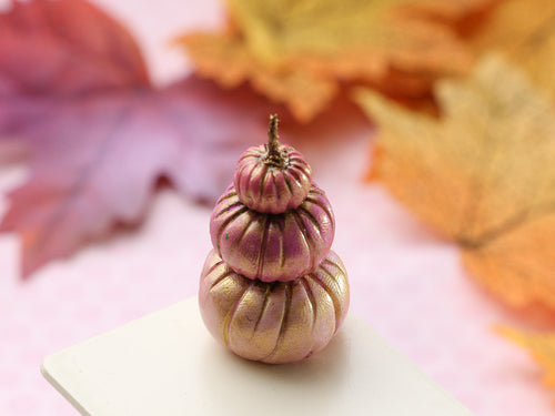 Pink Pumpkin Pile - A - Handmade miniature decoration for Autumn / Halloween