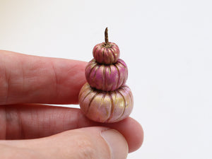 Pink Pumpkin Pile - A - Handmade miniature decoration for Autumn / Halloween