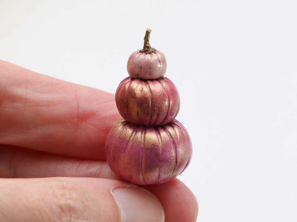 Pink Pumpkin Pile - Handmade miniature decoration for Autumn Halloween ...