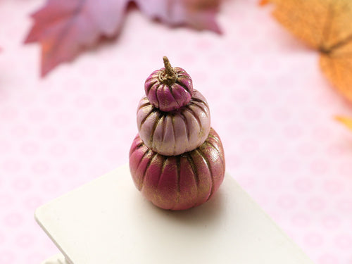 Pink Pumpkin Pile - C - Handmade miniature decoration for Autumn / Halloween