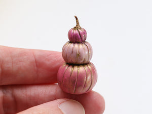 Pink Pumpkin Pile - C - Handmade miniature decoration for Autumn / Halloween