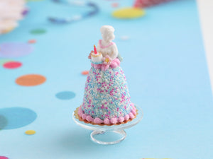 French Marquise Cake "Louise" - Birthday Collection - Handmade 12th Scale Dollhouse Miniature