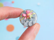 Load image into Gallery viewer, Gift Box of Blue Sablé Cookies, Pink Bow - Handmade Miniature Food in 12th Scale
