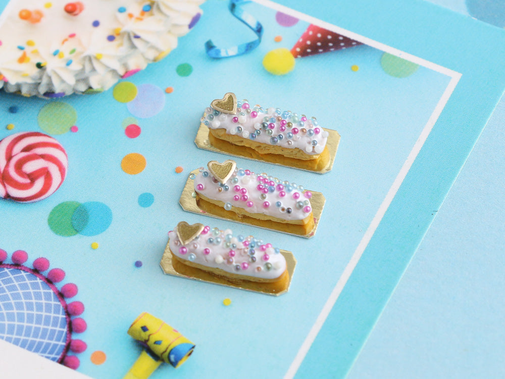 French Eclairs with Sprinkles - Handmade Miniature Food in 12th Scale