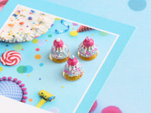 Load image into Gallery viewer, Pink Religieuse French Pastries with Sprinkles - Handmade Miniature Food in 12th Scale