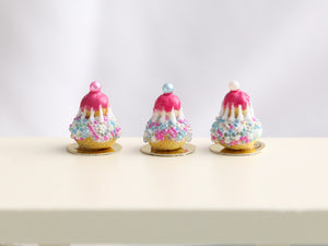 Pink Religieuse French Pastries with Sprinkles - Handmade Miniature Food in 12th Scale