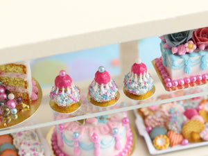 Pink Religieuse French Pastries with Sprinkles - Handmade Miniature Food in 12th Scale