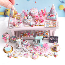 Load image into Gallery viewer, French Pastry Swan - Blue with Pink Flowers - Handmade Miniature Food in 12th Scale