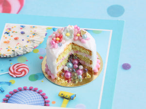 Piñata Cake Filled with Sugar Pearls - Handmade Miniature Food in 12th Scale