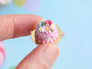 Small Floral Birthday Cake - Handmade Miniature Food in 12th Scale