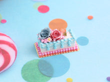 Load image into Gallery viewer, Rectangular Birthday Rose Cake - Handmade Miniature Food in 12th Scale