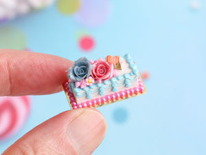 Rectangular Birthday Rose Cake - Handmade Miniature Food in 12th Scale