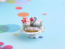 Load image into Gallery viewer, French Pastries in Birthday Colours on Stand - Handmade Miniature Food in 12th Scale