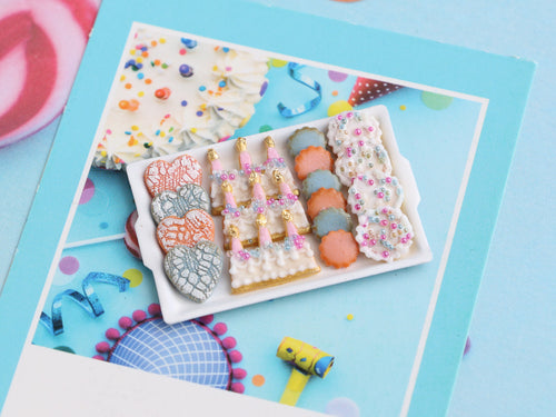 Birthday Cookies Display - Handmade Miniature Food in 12th Scale