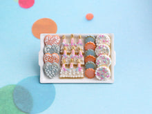 Load image into Gallery viewer, Birthday Cookies Display - Handmade Miniature Food in 12th Scale