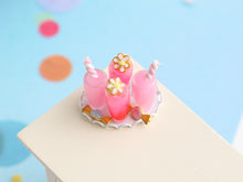 Load image into Gallery viewer, Pink Fruit Drinks with Bonbon Cookies - Handmade Miniature Food in 12th Scale