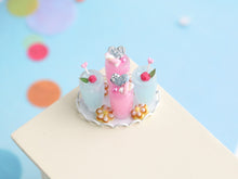 Load image into Gallery viewer, Pink and Blue Fruit Drinks with Flower Cookies - Handmade Miniature Food in 12th Scale