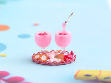 Load image into Gallery viewer, Floating Spoon ! Two Fruit Desserts Served with Cookies and Treats - Handmade Miniature Food in 12th Scale