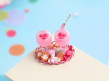 Load image into Gallery viewer, Floating Spoon ! Two Fruit Desserts Served with Cookies and Treats - Handmade Miniature Food in 12th Scale