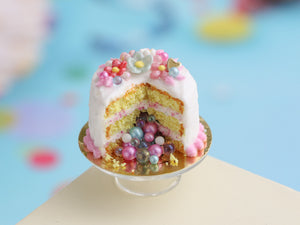 Piñata Cake Filled with Sugar Pearls - Handmade Miniature Food in 12th Scale