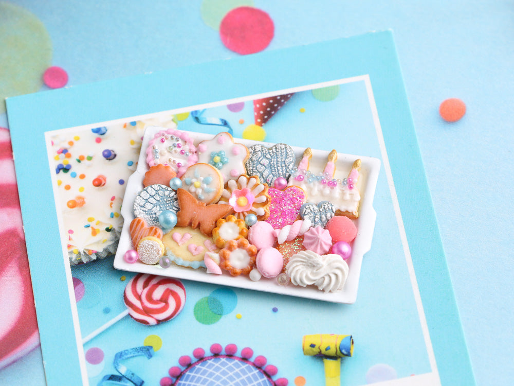 Assortment of Cookies in Birthday Colours - OOAK - Handmade Miniature Food in 12th Scale