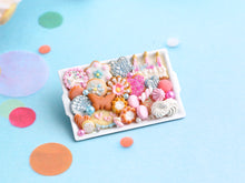 Load image into Gallery viewer, Assortment of Cookies in Birthday Colours - OOAK - Handmade Miniature Food in 12th Scale