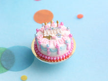 Load image into Gallery viewer, Beautiful HAPPY BIRTHDAY Cake - Handmade Miniature Food in 12th Scale