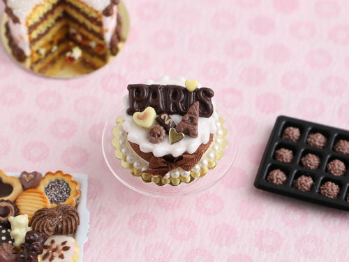 PARIS Chocolate Cake - Handmade Miniature Food for Dollhouses