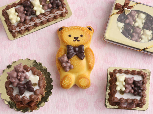 Teddy Bear Cake - Handmade Miniature Food for Dollhouses