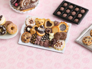 Unique Tray of Assorted Chocolates and Cookies - Handmade Miniature Food for Dollhouses