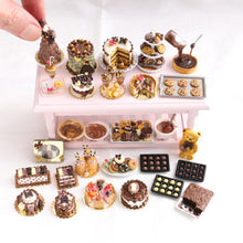 Load image into Gallery viewer, Chocolate, Cookies, Pastries on Three Tiered Stand - Handmade Miniature Food for Dollhouses