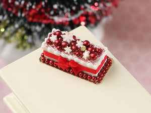 Handmade Miniature Holiday Cake in 1:12 Scale - Dollhouse Food