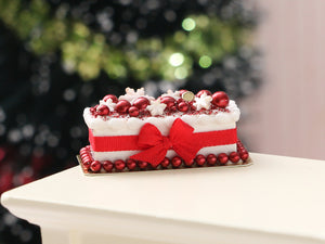 Handmade Miniature Holiday Cake in 1:12 Scale - Dollhouse Food