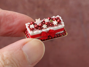 Handmade Miniature Holiday Cake in 1:12 Scale - Dollhouse Food