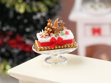 Load image into Gallery viewer, Festive Christmas Decoration Cake (Deer, Golden Christmas Tree) in 1:12 Scale - Dollhouse Food